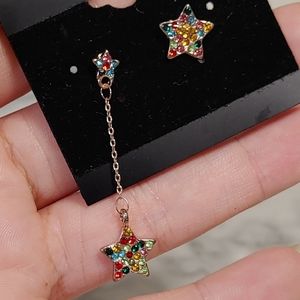 Colorful Rhinestone Star Earrings